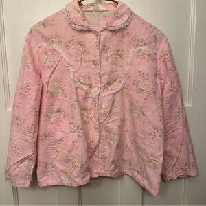 ⭐️ Vintage Cotton Med Pink Floral Button-Up PJ Top